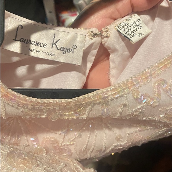 Vintage Laurence Kazar Light Pink silk Sequin Blouse Sz.PXL - Picture 7 of 8